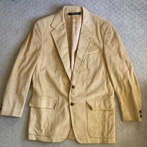 Vintage BROOKS BROTHERS tan suede sport coat, Sz ~40R.